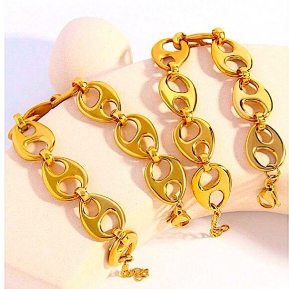Gold 18K Mariner Pignose Chain Link Bracelet - Picture 6 of 9